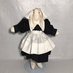 Wimpole Street Creations Handmade 1990s Stuffed Amish Dress & Bonnet Plush Bunny